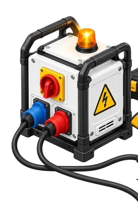 Portable power distribution box with a warning beacon